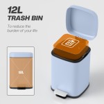 HOMCOM 12L キッチンフットペダルゴミ箱、金属素材、ソフトクローズ蓋、ライトブルー